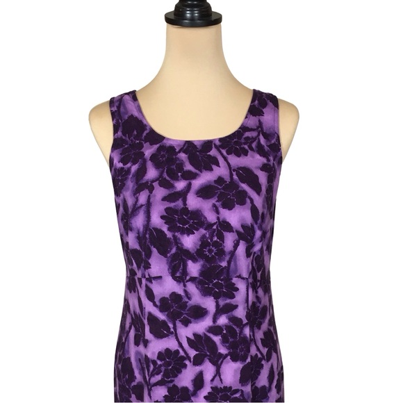 Caroline Wells Vintage Purple Floral Sleeveless Maxi Dress, Petite 12 - Picture 3 of 8